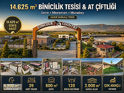 İzmir Menemen'de Satılık Binicilik Tesisi ve Çiftlik - 14.625 m²